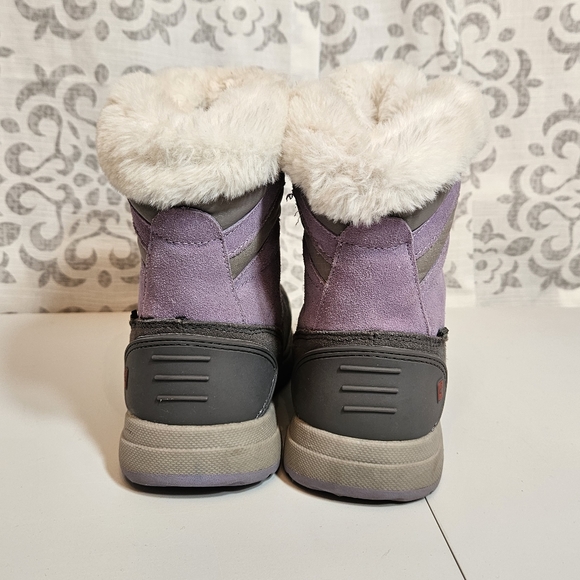 Girls K-Swiss purple gray winter Boots Fur trimmed 3M Thinsulate Child size 2 - Picture 2 of 9